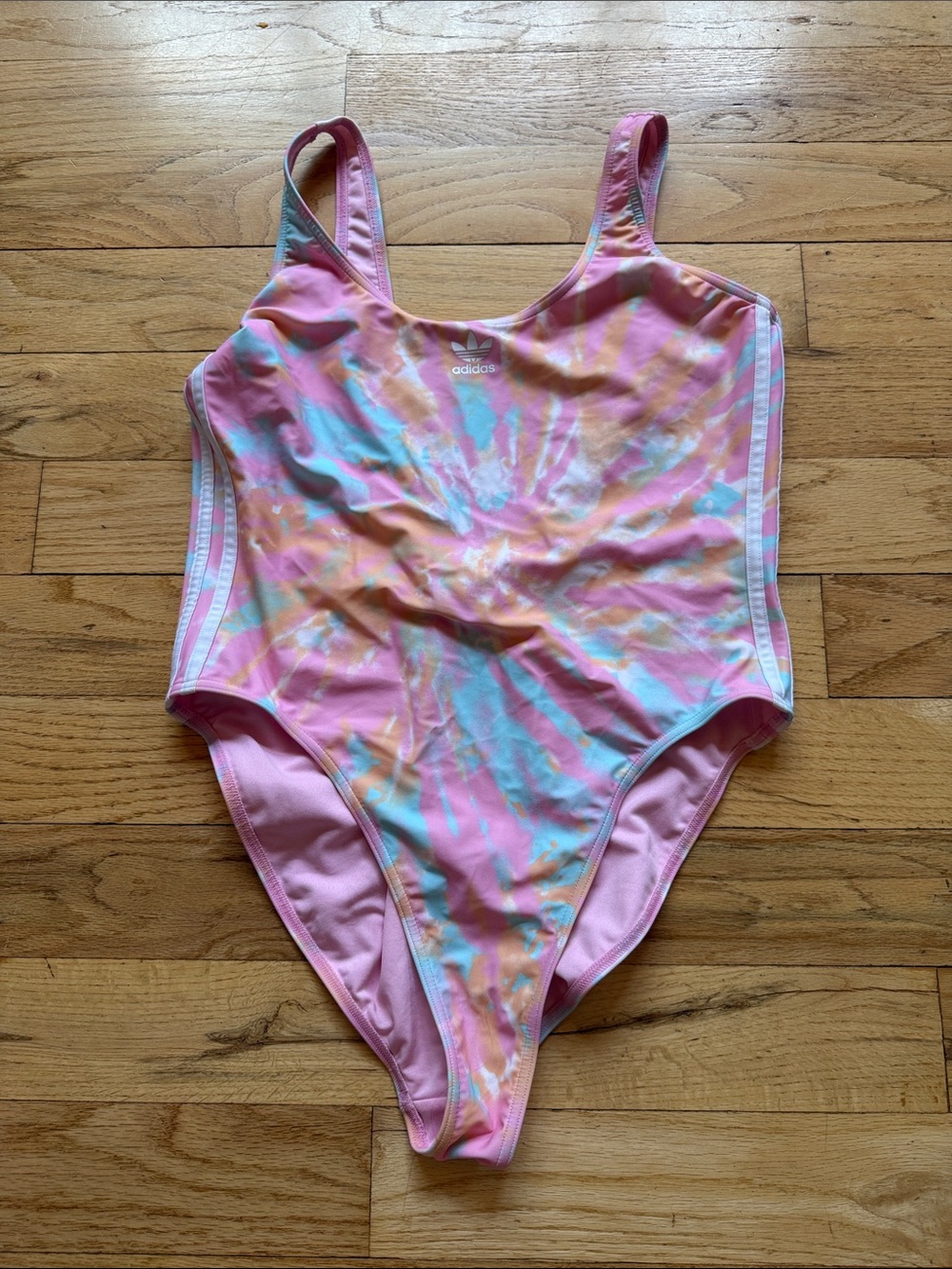 adidas Pastel Tie-Dye One-Piece Swimsuit - Pink/Blue/Peach